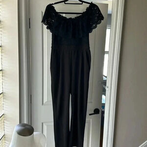Worn Once size 10 Express Lace top off the shoulder ankle jumpsuit with pockets